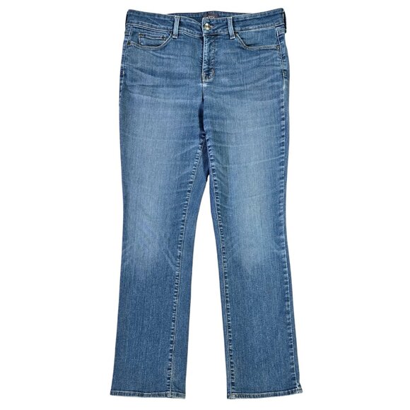 NYDJ Marilyn Straight Leg Jeans Mid Rise Medium Wash Lift Tuck Classic Stretch - Picture 1 of 9